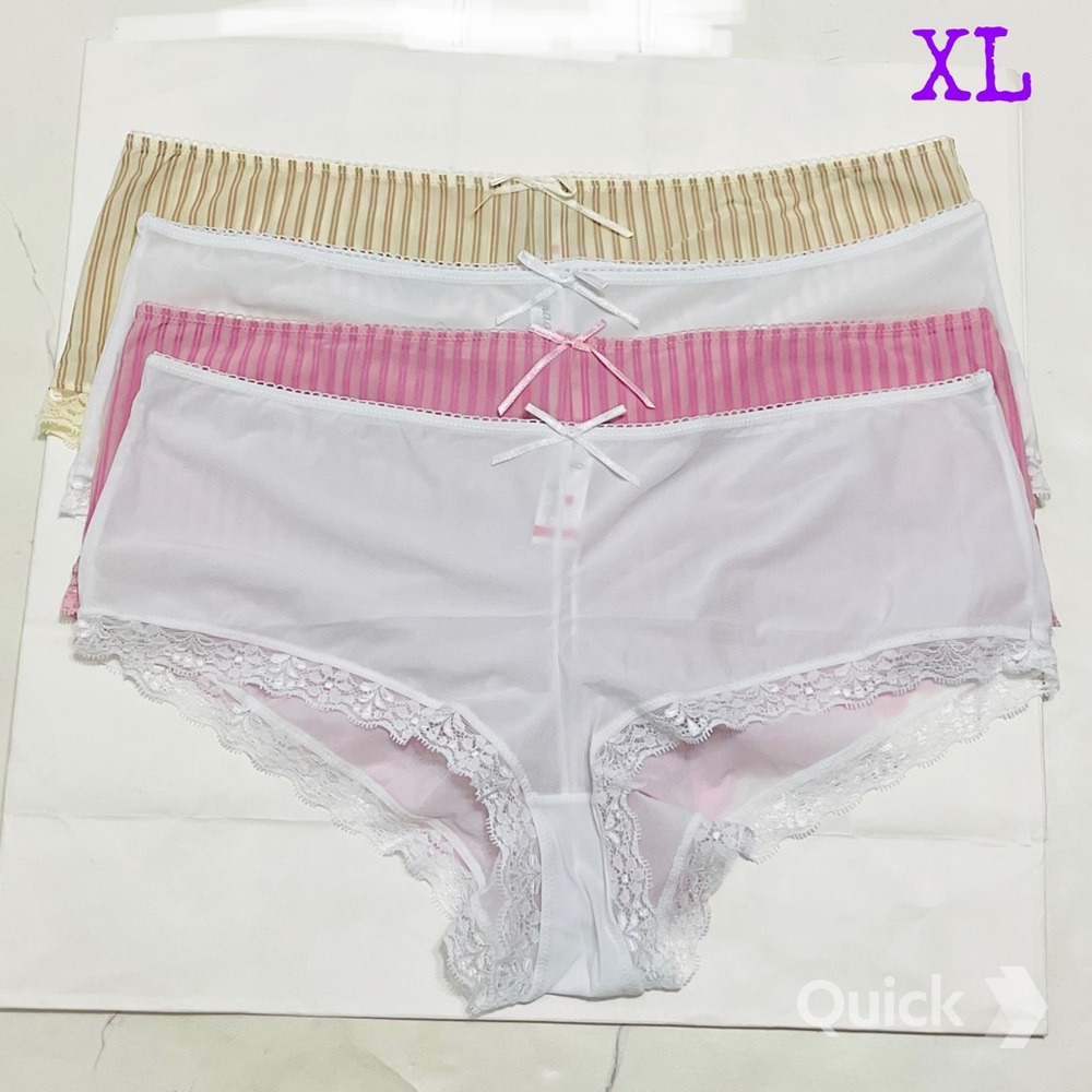 XL - New 4 pieces Stripe Low-Rise Boyshorts